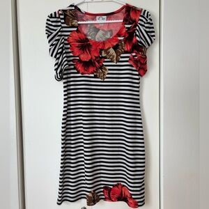 ✨ Sweet Storm Stripe & Floral Mini Dress - Size M
